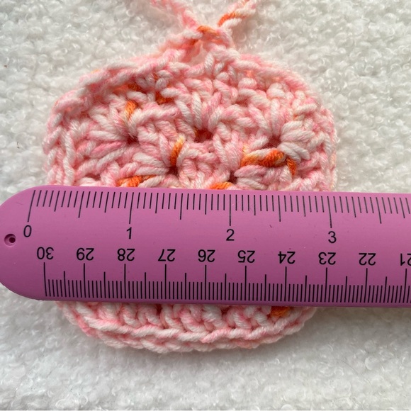 Crocheted AirPod Case Pouch Pink and Orange - Picture 3 of 4